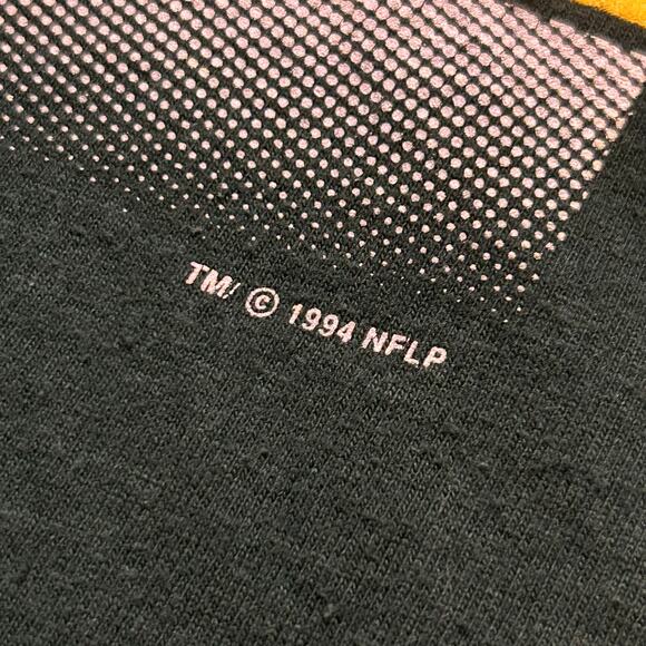 Vintage 90s Green Bay Packers AOP Sleeves Graphic T-Shirt 1994 USA XL - Picture 2 of 4